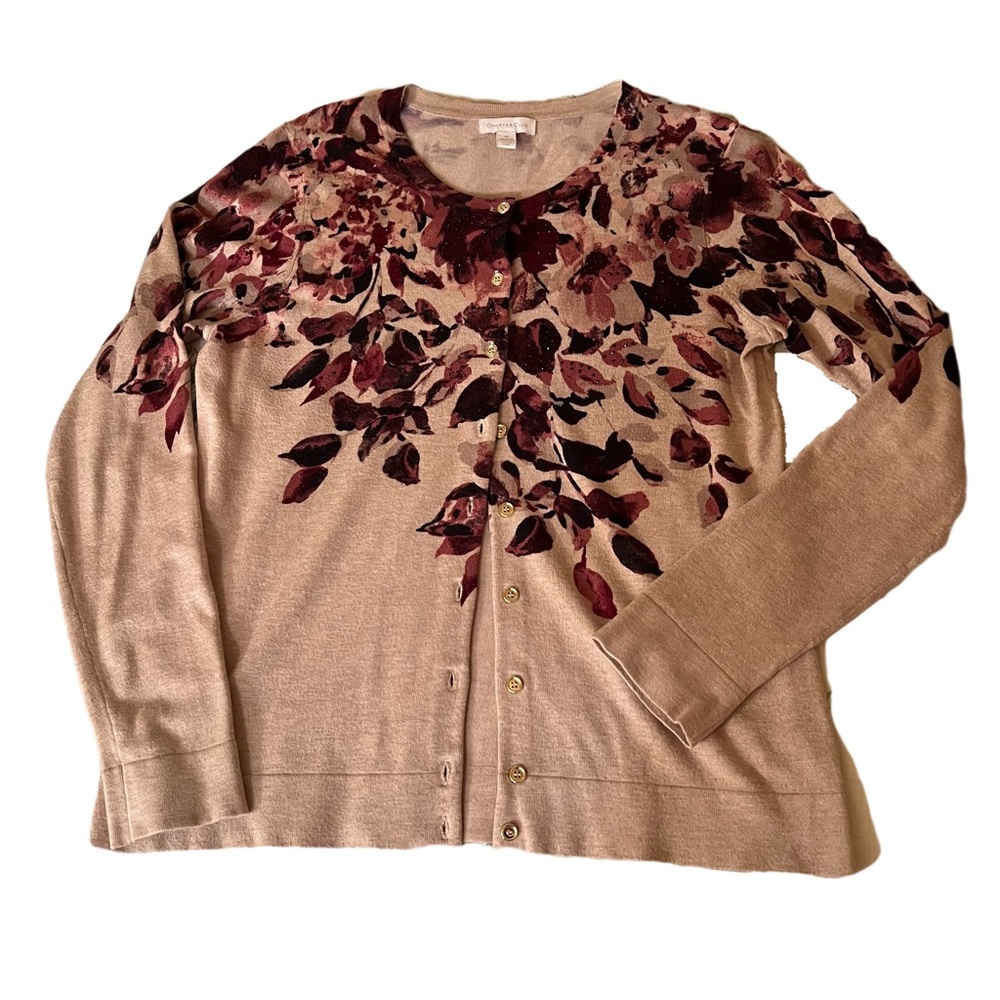Blush Maroon Floral Charter Club Cardigan Sweater